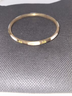 Gold Tone Bracelet with White Enamel Accents